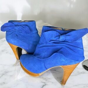 Dollhouse Royal Blue Suede Heeled Boots
